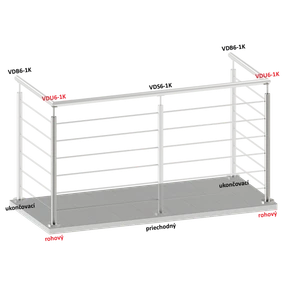 nerezový sloup, vrchní kotvení, 6 děrový, rohový: 90°, vrch pevný (ø 42.4x2mm), broušená nerez K320 /AISI304 - slide 1