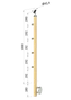 dřevěný sloup, boční kotvení, 4 řadový, průchozí, vnější, vrch nastavitelný (ø 42mm), materiál: buk, broušený povrch bez nátěru