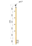 dřevěný sloup, boční kotvení, 4 řadový, průchozí, vnější, vrch nastavitelný (ø 42mm), materiál: buk, broušený povrch bez nátěru