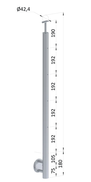 Nerezový stĺp, bočné kotvenie, 4 radový M6, vonkajší, vrch pevný - slide 0
