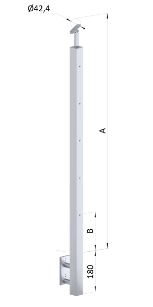 Nerezový stĺp,bočné kotvenie,5 radový M6,vonkajší,vrch nastaviteľný - slide 0