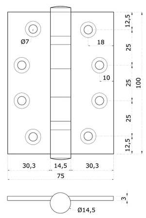 Nerezové panty, max. nosnost: 80kg, broušená nerez AISI304 - slide 1