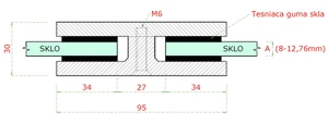 Svorka skla přímá (95x45x30 mm), na sklo 8-12.76mm, broušená nerez K320 / AISI304, balení neobsahuje gumičky na sklo - slide 1