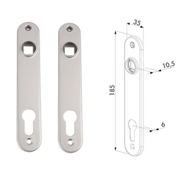 LOCINOX® krycí štítok s otvorom pre kľučku a cylindrickú vložku, rozteč 92 mm, materiál: nehrdzavejúca oceľ, cena za PÁR