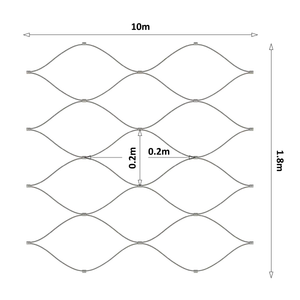 Nerezová lanková sieť, 1.8m x 10m (šxd), oko 200x200 mm, hrúbka lanka 2mm, AISI316 - slide 0