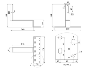 Strešný hák navrhnutý pre zakrivené krytiny (betónové alebo keramické) Odporúčame ho použiť pre solárne profily s bočnou montážou. Nerez A2 - slide 2