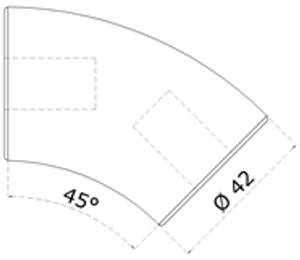 drevený spojovací oblúk (ø 42mm /45°), materiál: dub, brúsený povrch bez náteru - slide 1