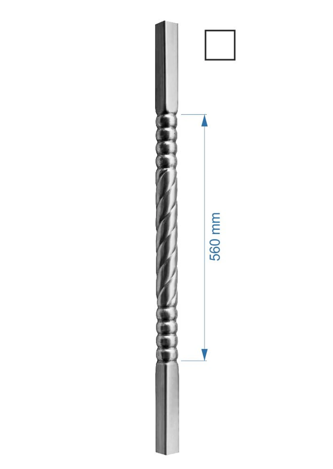 Tyč-rúrková 1000mm so štvorcovou zakladňou 25x25mm