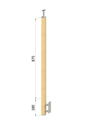 drevený stĺp, bočné kotvenie, bez výplne, vonkajší, vrch pevný, (40x40mm), materiál: buk, brúsený povrch bez náteru - slide 0