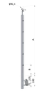nerezový stĺp, bočné kotvenie, 5 dierový priechodný, vrch nastaviteľný (ø 42.4x2mm), brúsená nerez K320 /AISI316