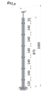 Nerezový sloup, vrchní kotvení, 6děrový, rohový: 90°