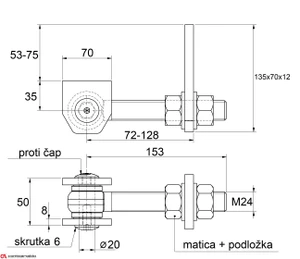 Combi Arialdo navárací záves M24, otvárateľný 180°, nastaviteľný 2D, čiastočne pozinkovaný - slide 1