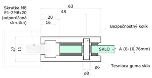 Svorka skla plochá (63x45x27mm), brúsená nerez K320 /AISI304, balenie neobsahuje gumičky na sklo - slide 4