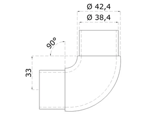 Spojka 90° na trubku ø42.4mm, broušená nerez AISI316 - slide 1