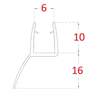 plastové tesnenie na sklo 6mm, medzi sklenené dvere a stenu alebo podlahu, 2200mm - slide 1