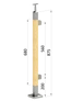 dřevěný sloup, vrchní kotvení, výplň: sklo, pravý, vrch pevný (40x40mm), materiál: buk, broušený povrch s nátěrem BORI (bezbarvý)