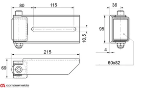 Horní vedení brány Combi Arialdo s nylonovou kladkou 60 x 82 mm a krytem - slide 1