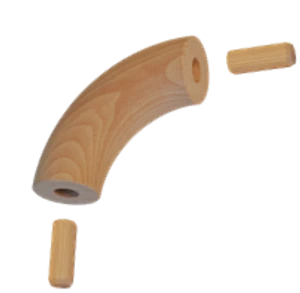 Dřevěný spojovací oblouk (ø 42 mm / 90°), materiál: buk, broušený povrch bez nátěru - slide 0