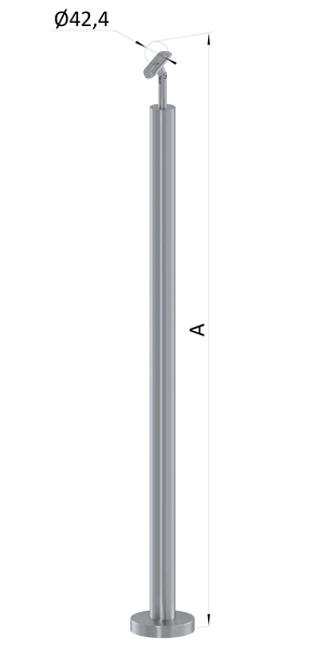 nerezový stĺp, vrchné kotvenie, bez výplne, vrch nastaviteľný (ø 42.4x2mm), leštená nerez /AISI304 - slide 0