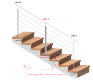 nerezový stĺp, vrchné kotvenie, 6 dierový priechodný, vrch nastaviteľný (ø 42.4x2mm), brúsená nerez K320 /AISI316 - slide 1