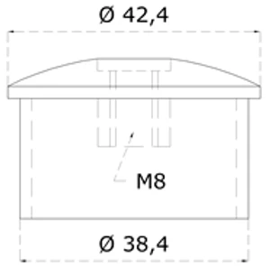 Spodek držáku madla (závit M8) na trubku ø 42,4 mm, broušená nerez K320 / AISI304 - slide 1
