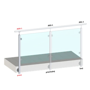 Nerezový sloup, boční kotvení, výplň: sklo, pravý - slide 1