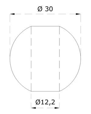 Koule průchozí ø 30 mm na trubku ø 12 mm, otvor ø 12,2 mm, broušená nerez K320 /AISI304 - slide 1