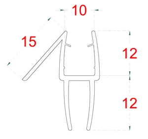 plastové tesnenie na sklo 10mm, medzi sklenené dvere a stenu alebo podlahu, 2200mm - slide 1