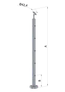 Nerezový sloup, vrchní kotvení, 5děrový průchozí