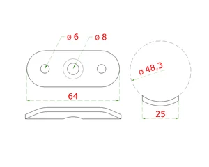 Dopojovací deska přímá na trubku ø 48.3mm, broušená nerez K320 / AISI304 - slide 1