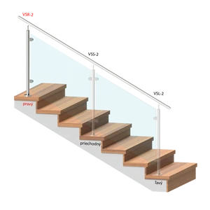 nerezový stĺp, vrchné kotvenie, výplň: sklo, pravý, vrch nastaviteľný (ø 42.4x2mm), leštená nerez /AISI304 - slide 1