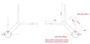 nerezový stĺp, bočné kotvenie rohové, 8 dierový na lanko, rohový:90°, vrch pevný (ø 42.4x2mm), brúsená nerez K320 /AISI304 - slide 3