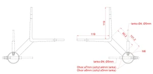 Nerezový sloup, boční kotvení rohové, 8 děrový na lanko, rohový: 90°, vrch pevný (ø 42.4x2mm), broušená nerez K320 /AISI304 - slide 3