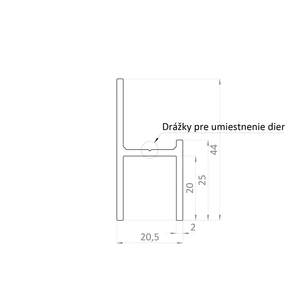 UT profil 20.5x44mm, prášková štruktúra RAL7016 - slide 1