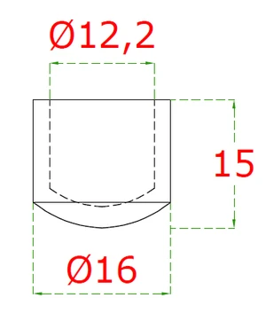 Ukončenie na trubku ø 12mm, brúsená nerez K320 /AISI304 - slide 1