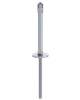 Příruba (středová) na fasádní lankovou zeď, odsazení 200 mm, se dvěma otvory na lanko ø5 mm, nerez AISI 304