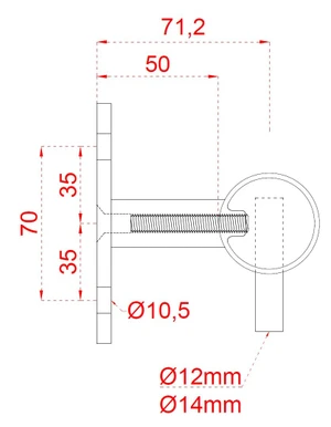 nerezový stĺp, bočné kotvenie, 6 dierový koncový, ľavý, vrch pevný (ø 42.4x2mm), brúsená nerez K320 /AISI304 - slide 4