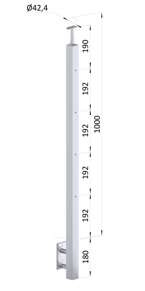Nerezový sloup, boční kotvení, 4řadový M6, vnější - slide 0