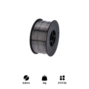 drôt zvárací FLUX - 0.8mm, 1kg, Metóda: MIG (Flux / FCAW) , Priemer cievky: 100 mm , Vnútorný priemer: 17 mm - slide 0