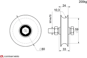 Kladka ø 80 mm se šroubem jednoložisková Combi Arialdo, C902/20 profil, nosnost 200 kg - slide 1