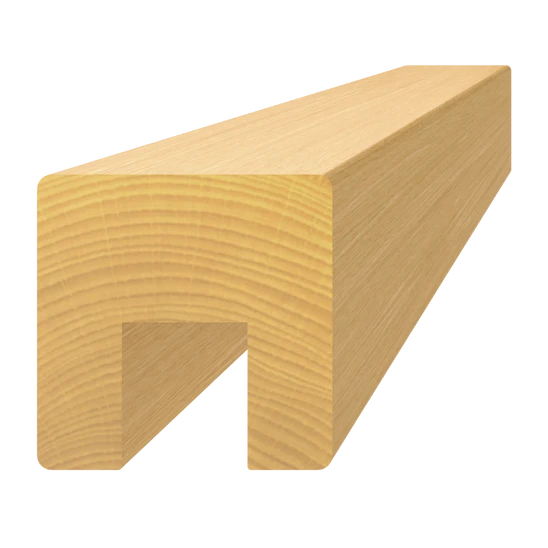 dřevěný profil (40x40mm/L:3000mm) s drážkou 17x20mm, materiál: buk, broušený povrch bez nátěru, balení: PVC fólie, necinkovaný materiál