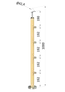 dřevěný sloup, vrchní kotvení, 4 řadový, průchozí, vrch pevný (ø 42mm), materiál: buk, broušený povrch s nátěrem BORI (bezbarvý)