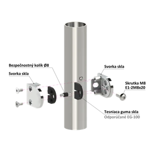 Svorka na trubku ø42.4mm, sklo 6-10.76mm, leštěná AISI304 - slide 3