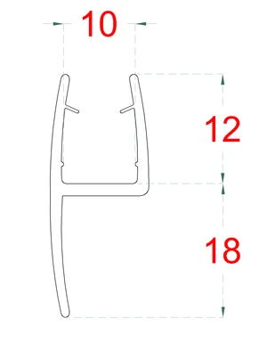 Plastové těsnění na sklo 10mm, mezi skleněné dveře a stěnu nebo podlahu, 2200mm - slide 1