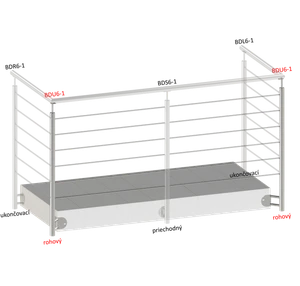 nerezový sloup, boční kotvení rohové, 6 děrový, rohový: 90°, vrch pevný (ø 42.4x2mm), broušená nerez K320 /AISI304 - slide 1