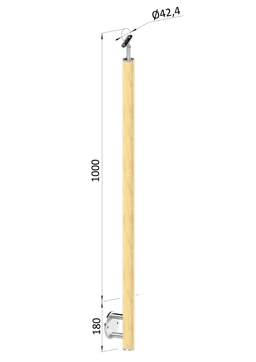 Drevený stĺp, bočné kotvenie, bez výplne