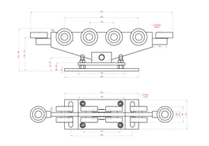 Vozík regulovatelný pro C-profil 80x80x5 mm, polyamidová kolečka 10 ks, žlutý zinek, pro bránu do 800 kg, průjezd do 10 m - slide 2