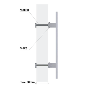 nerezové 45° madlo, dĺžka 350mm, rozmer: 40x10mm, rozmer odsadenia 108x25mm, (vnútro odsadenia mosadz), vrátane príslušenstva,  brúsená nerez K320 /AISI304 - slide 3