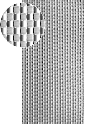 Plech S235J 2000x1000x1,1 mm, lisovaný vzor pletenina PLETENINA 42x42 mm, 3D efekt. Skutečný rozměr +/- 0,5% - slide 0