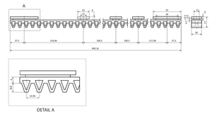 Hřeben nylonový vyztužený sklolaminátem, L-500mm, max. 300 kg - slide 2